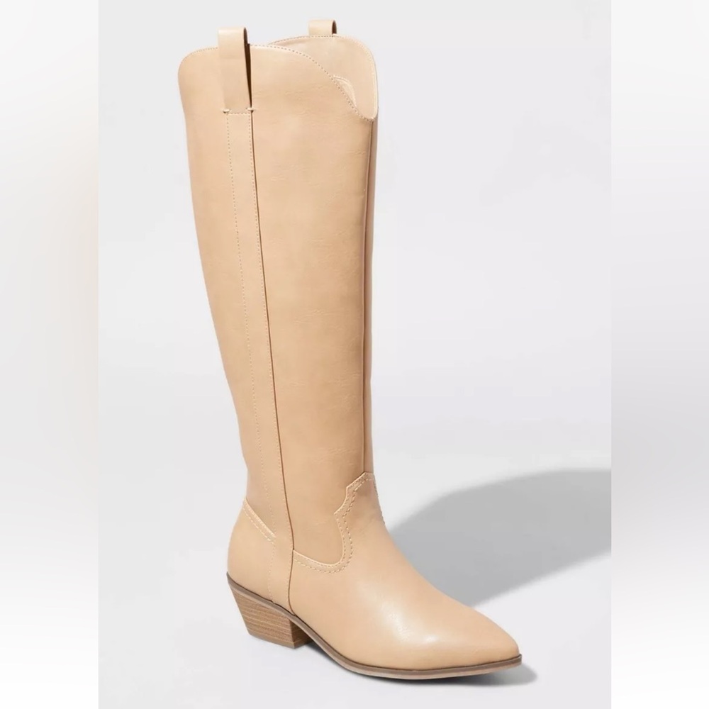 Universal Thread Sommer Tall Tan Cowboy Western Boots Size 10 wide calf NEW